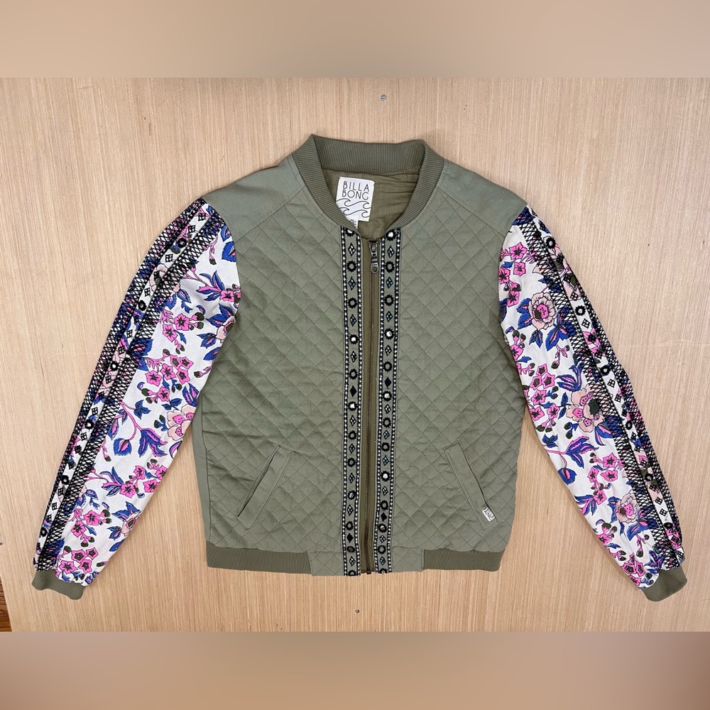 Billabong Boho Quilted Bomber Jacket, sz M
